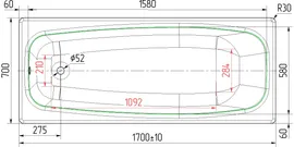 Чугунная ванна Универсал Грация 170x70 см, с ножками